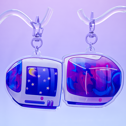 Celestial "iBerry" Y2K Computer-Inspired Acrylic Keychain
