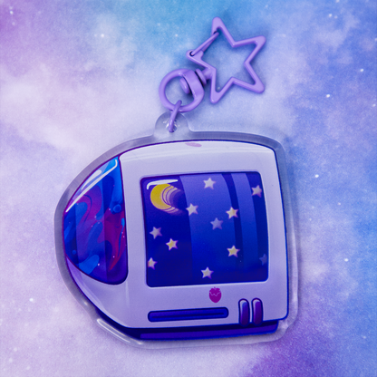 Celestial "iBerry" Y2K Computer-Inspired Acrylic Keychain