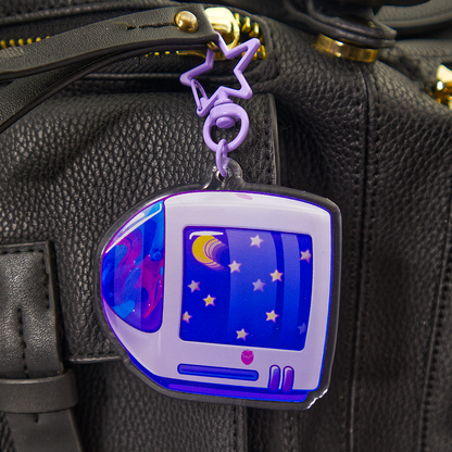 Celestial "iBerry" Y2K Computer-Inspired Acrylic Keychain
