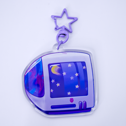 Celestial "iBerry" Y2K Computer-Inspired Acrylic Keychain