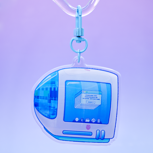 Glitchy "iBerry" Y2K Computer-Inspired Acrylic Keychain