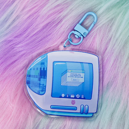 Glitchy "iBerry" Y2K Computer-Inspired Acrylic Keychain