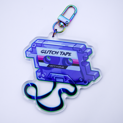 Purple "GlitchTape" Cassette Acrylic Keychain