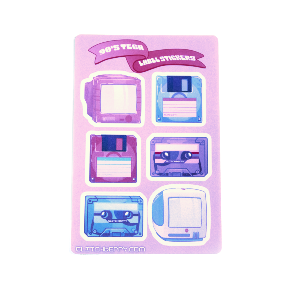 90's Tech Label Sticker Sheet – GlitchBerry