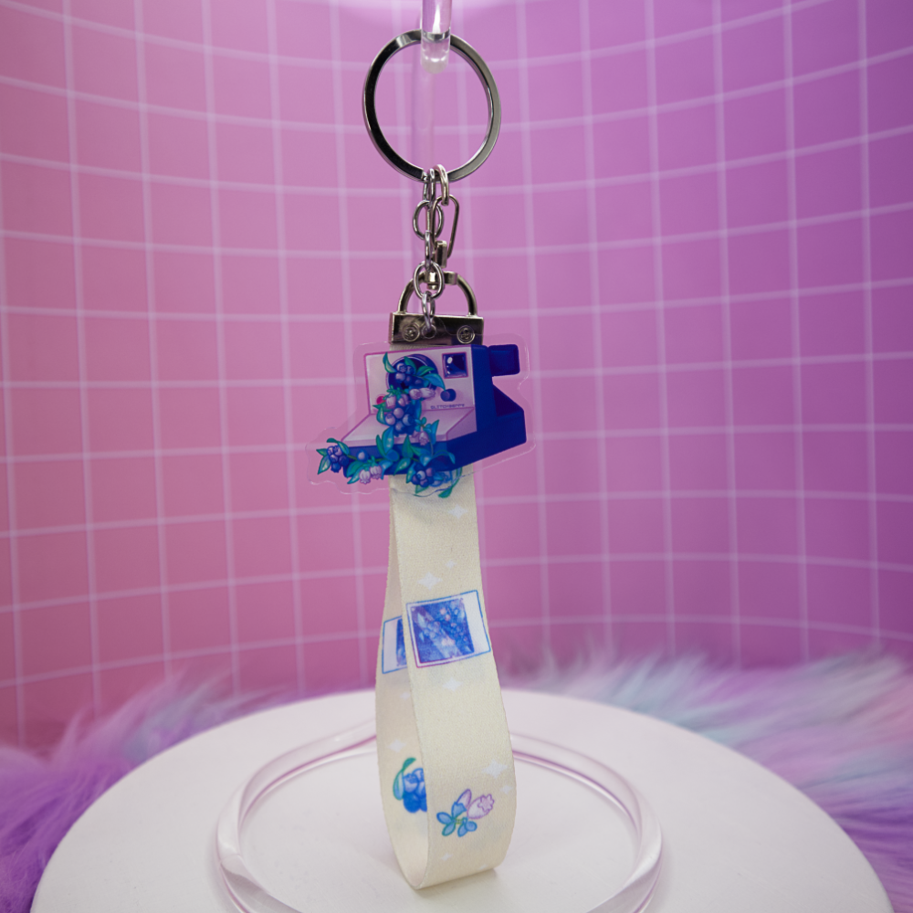 Blueberry Camera Wrist Keychain Lanyard
