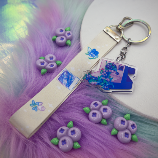 Blueberry Camera Wrist Keychain Lanyard