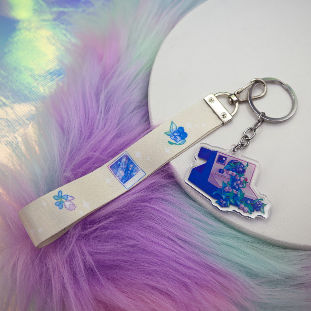 Blueberry Camera Wrist Keychain Lanyard