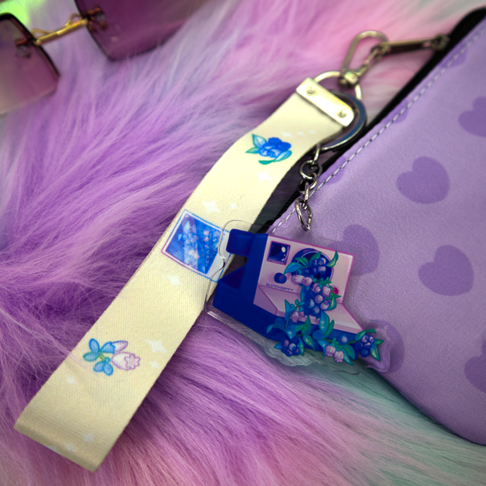 Blueberry Camera Wrist Keychain Lanyard