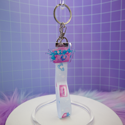 Strawberry Cassette Wrist Keychain Lanyard
