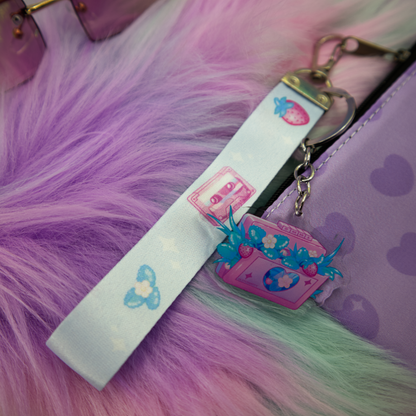Strawberry Cassette Wrist Keychain Lanyard