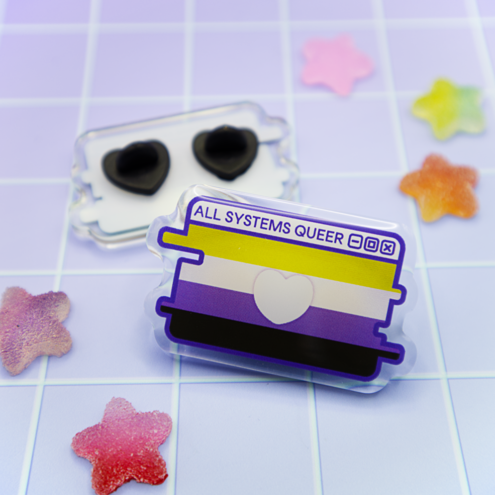Nonbinary Pride System Message Acrylic Pin