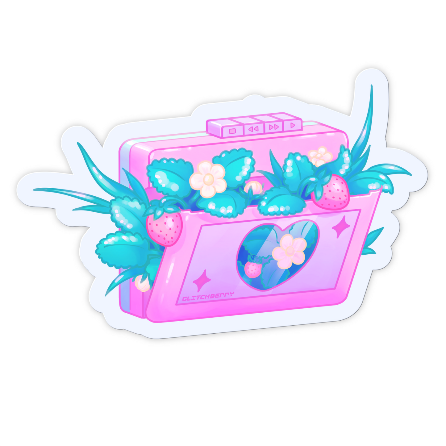 Strawberry Cassette Vinyl Sticker