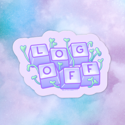 Log Off Vinyl Sticker-Stickers-GlitchBerry