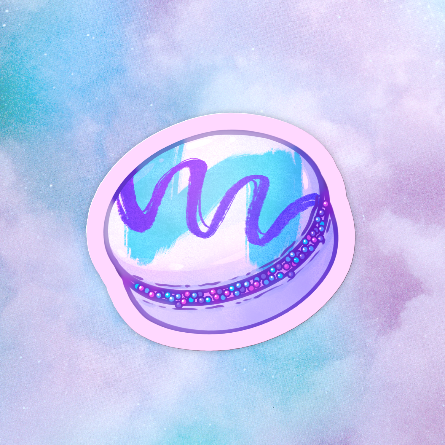 90's Swirl Macaron Vinyl Sticker-Stickers-GlitchBerry