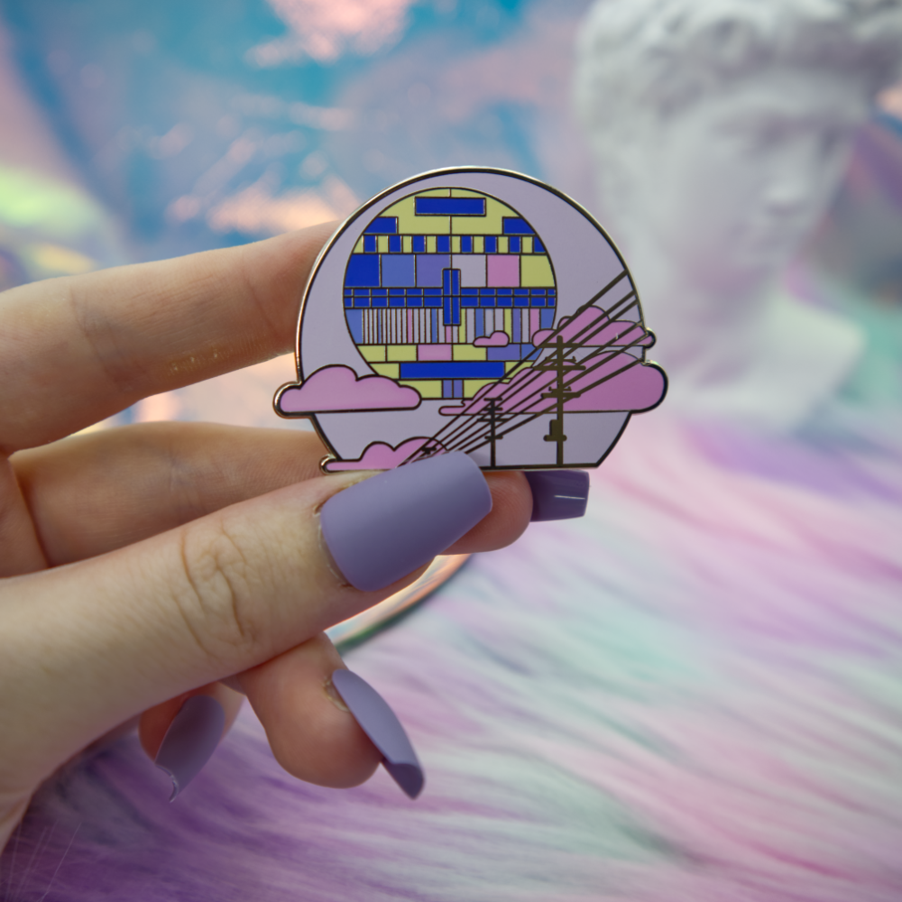Power Lines Vaporwave Enamel Pin