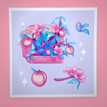 Peach TV 8x8" Art Print