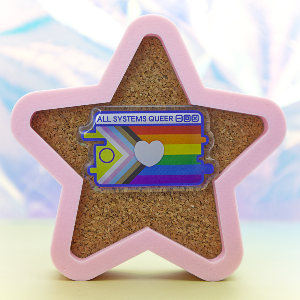 Progress Pride System Message Acrylic Pin