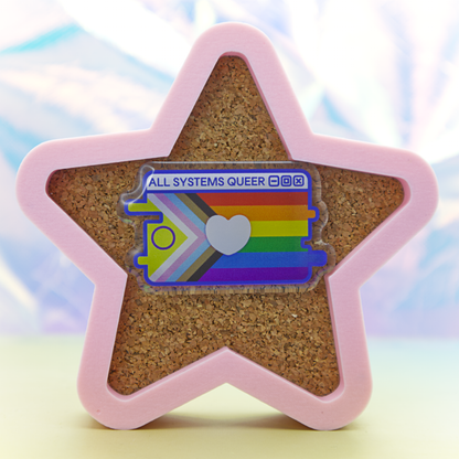 Progress Pride System Message Acrylic Pin