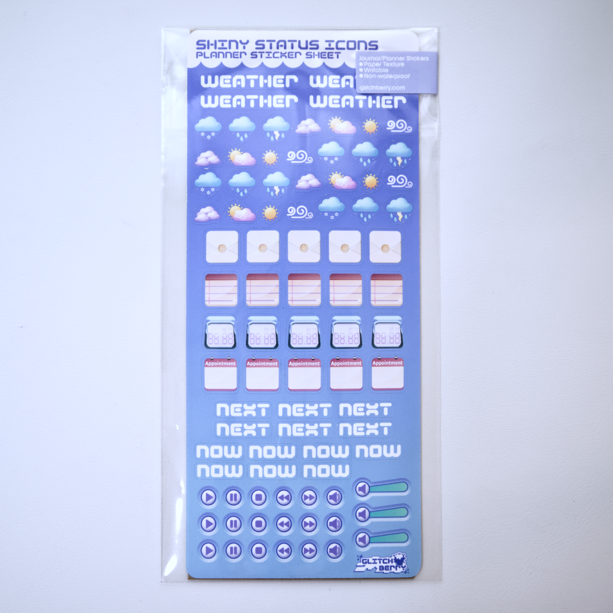 Shiny Status Icons Planner Sticker Sheet