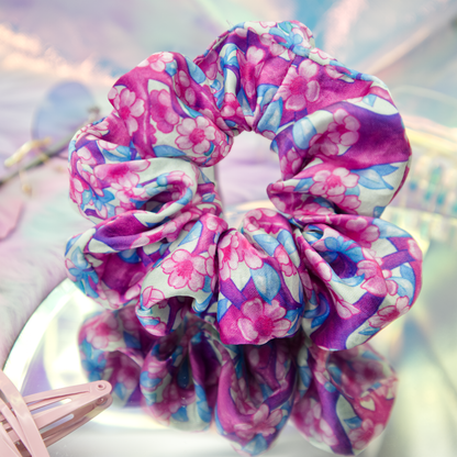 Cherry Blossom Satin Scrunchie-Accessories-GlitchBerry