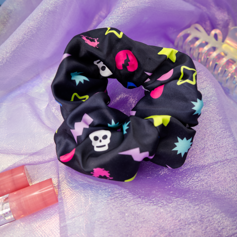 Scene Pattern Satin Scrunchie-Accessories-GlitchBerry