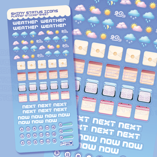 Shiny Status Icons Planner Sticker Sheet-Stickers-GlitchBerry