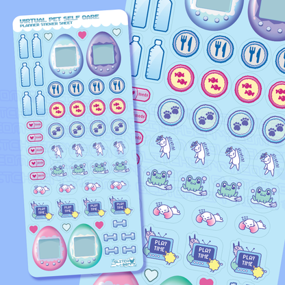 Virtual Pet Self-Care Planner Sticker Sheet-Stickers-GlitchBerry