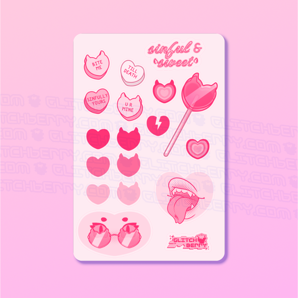 Sinful Sweet Heart Candy Deco Sticker Sheet