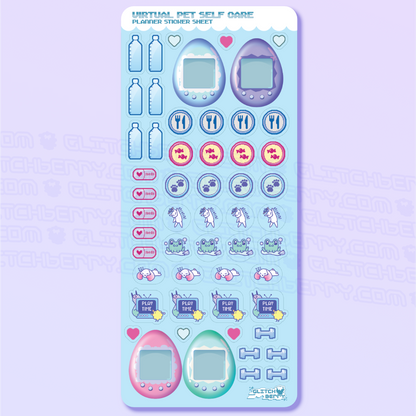 Virtual Pet Self-Care Planner Sticker Sheet-Stickers-GlitchBerry