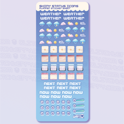 Shiny Status Icons Planner Sticker Sheet-Stickers-GlitchBerry