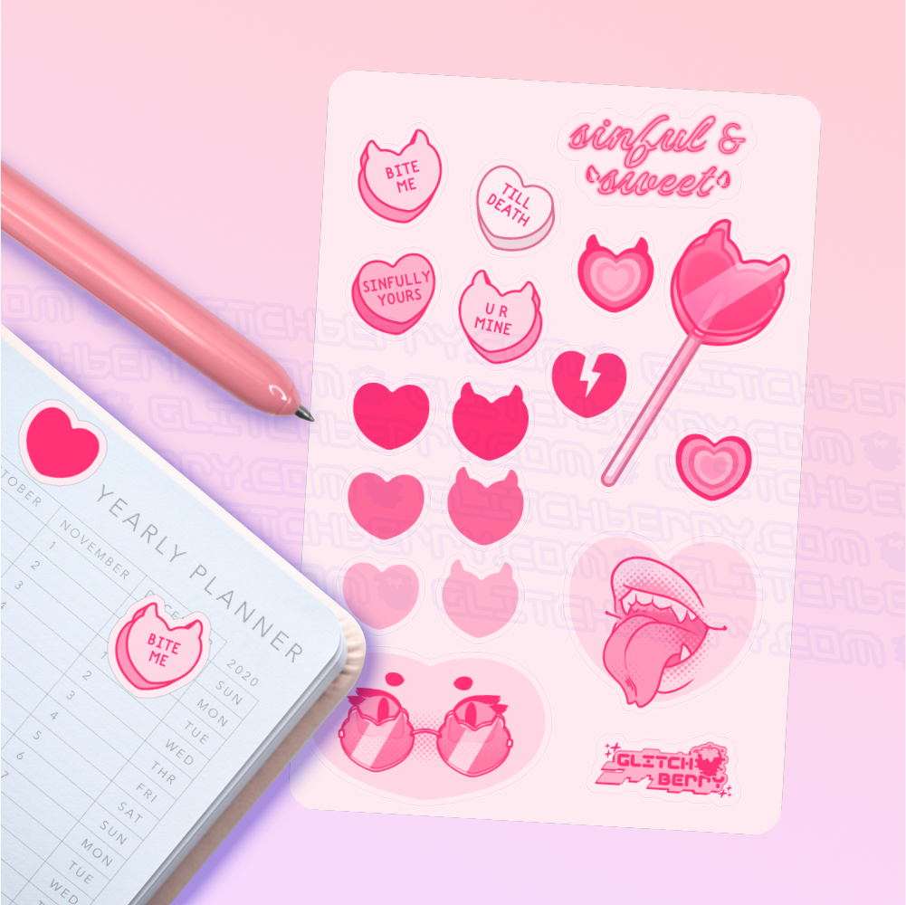 Sinful Sweet Heart Candy Deco Sticker Sheet