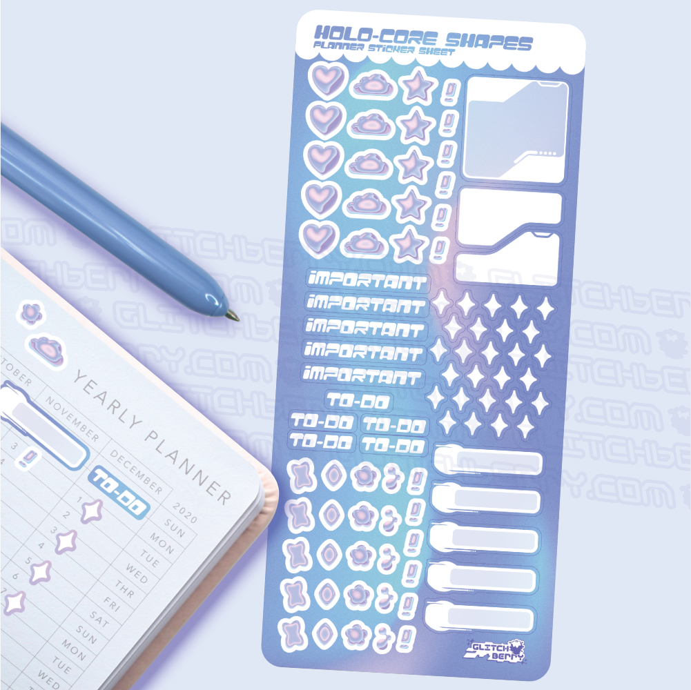 Holo-Core Planner Sticker Sheet-Stickers-GlitchBerry