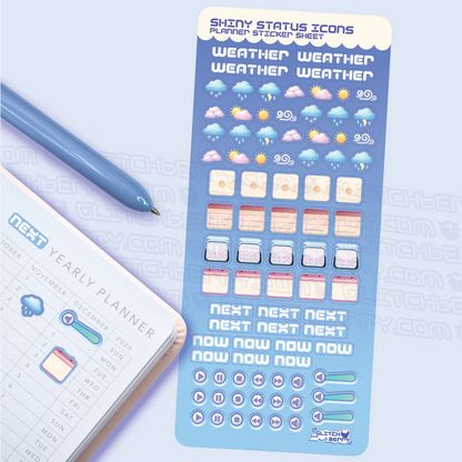 Shiny Status Icons Planner Sticker Sheet-Stickers-GlitchBerry