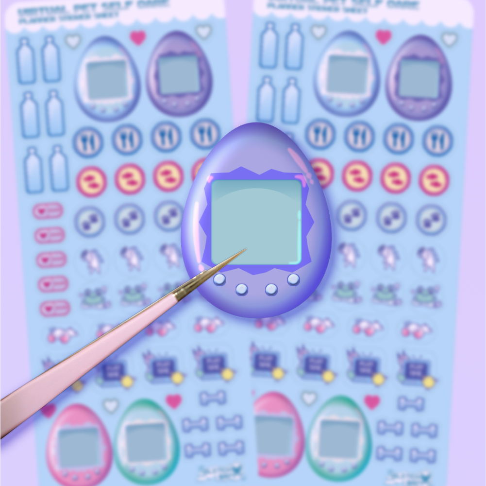 Virtual Pet Self-Care Planner Sticker Sheet-Stickers-GlitchBerry