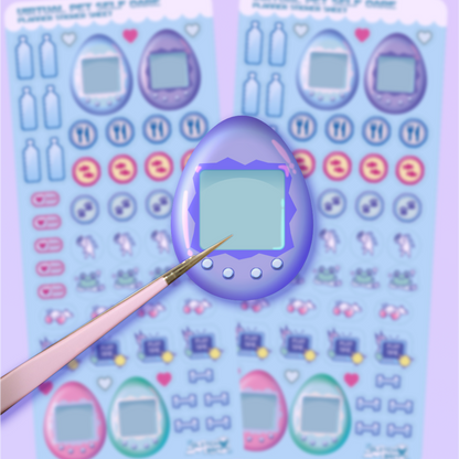 Virtual Pet Self-Care Planner Sticker Sheet-Stickers-GlitchBerry