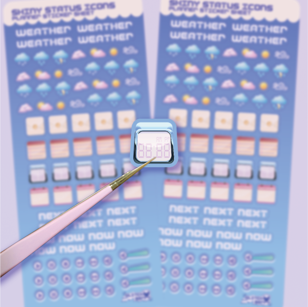 Shiny Status Icons Planner Sticker Sheet-Stickers-GlitchBerry