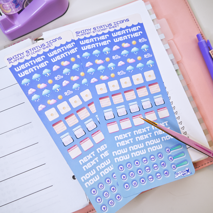 Shiny Status Icons Planner Sticker Sheet