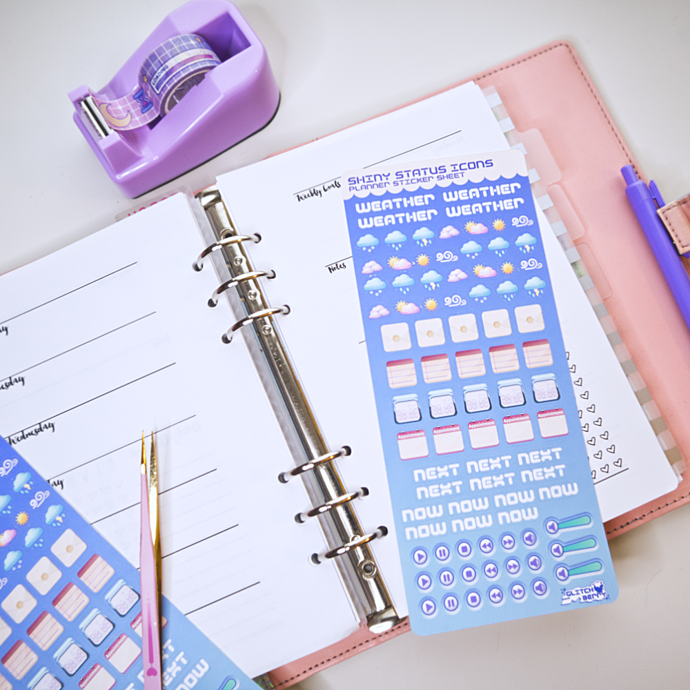 Shiny Status Icons Planner Sticker Sheet