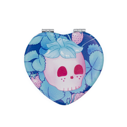 Strawberry Skull Heart-Shaped Compact Mirror
