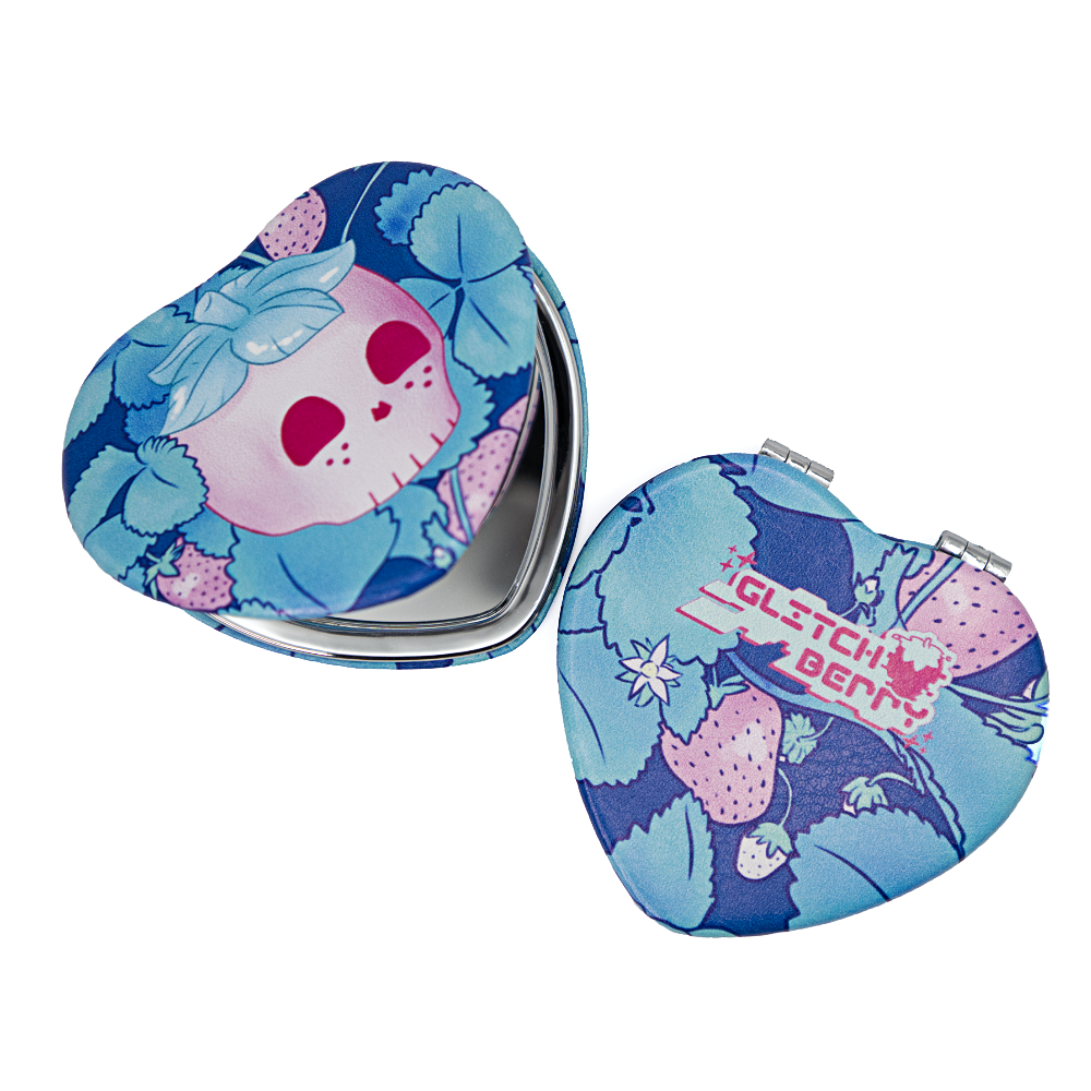 Strawberry Skull Heart-Shaped Compact Mirror