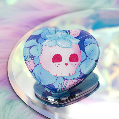 Strawberry Skull Heart-Shaped Compact Mirror