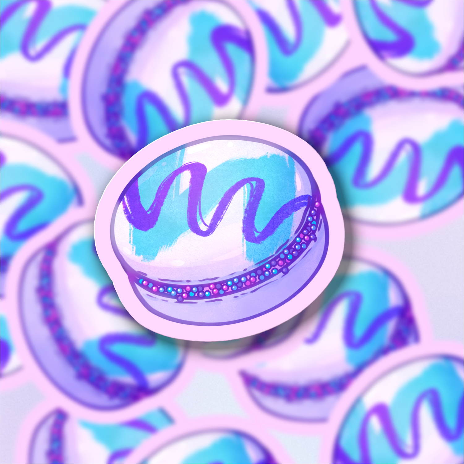 90's Swirl Macaron Vinyl Sticker-Stickers-GlitchBerry