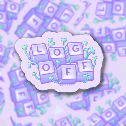 Log Off Vinyl Sticker-Stickers-GlitchBerry