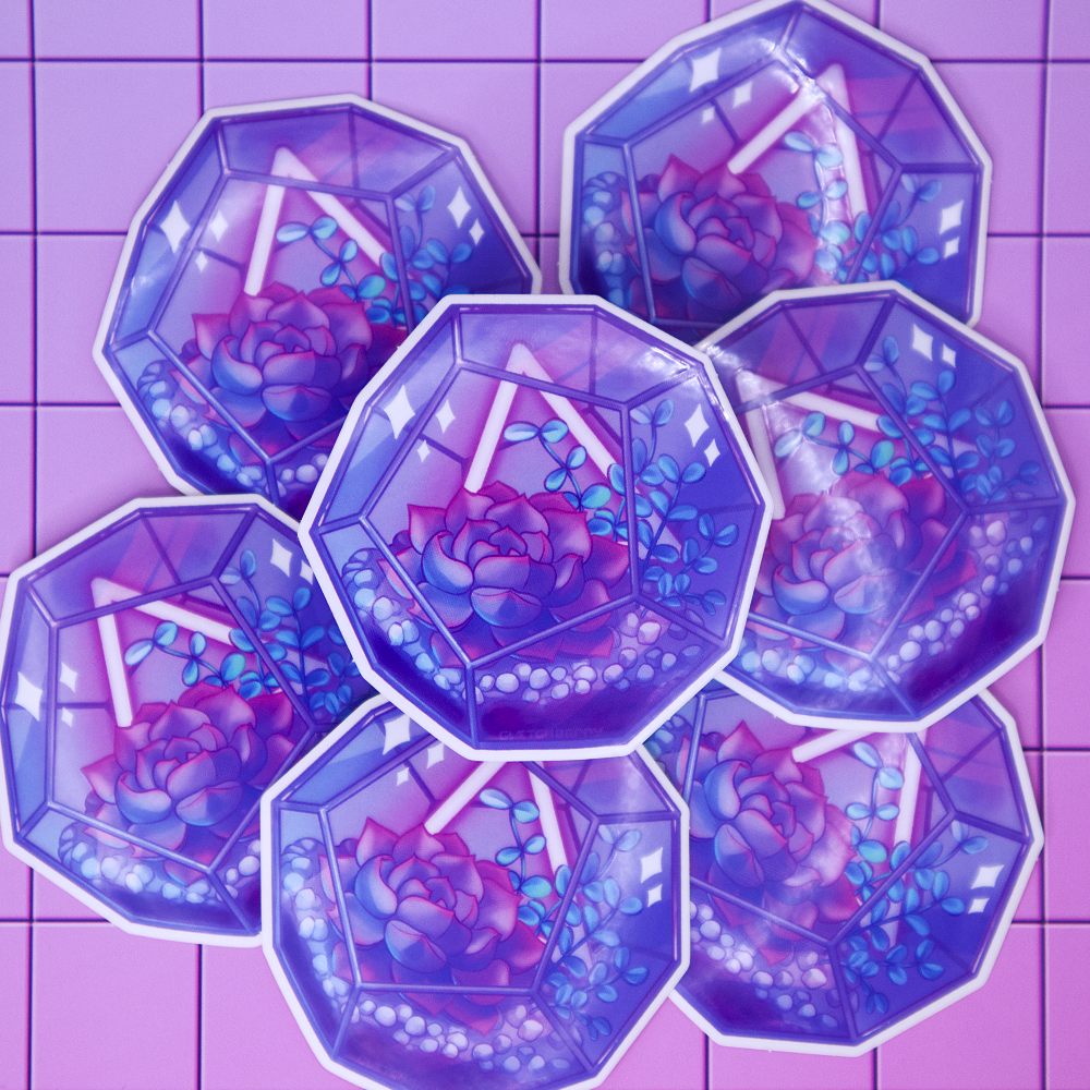 Succulent Terrarium Clear Vinyl Sticker