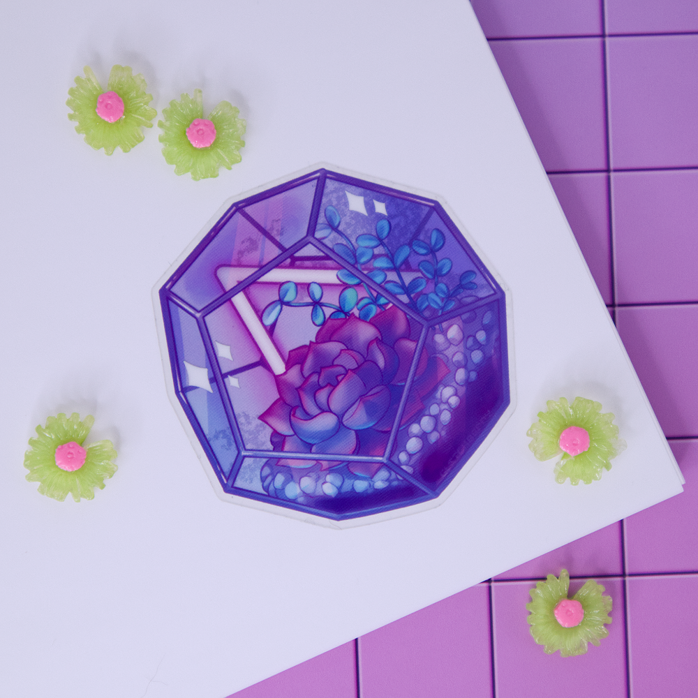Succulent Terrarium Clear Vinyl Sticker