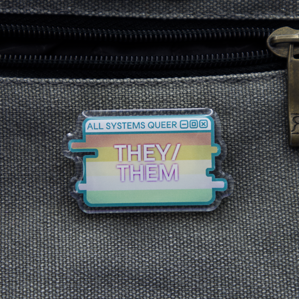 They/Them Pronouns System Message Acrylic Pin