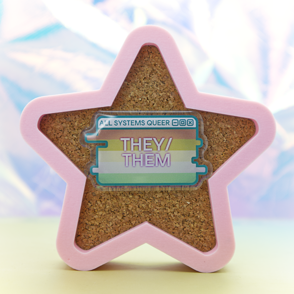 They/Them Pronouns System Message Acrylic Pin