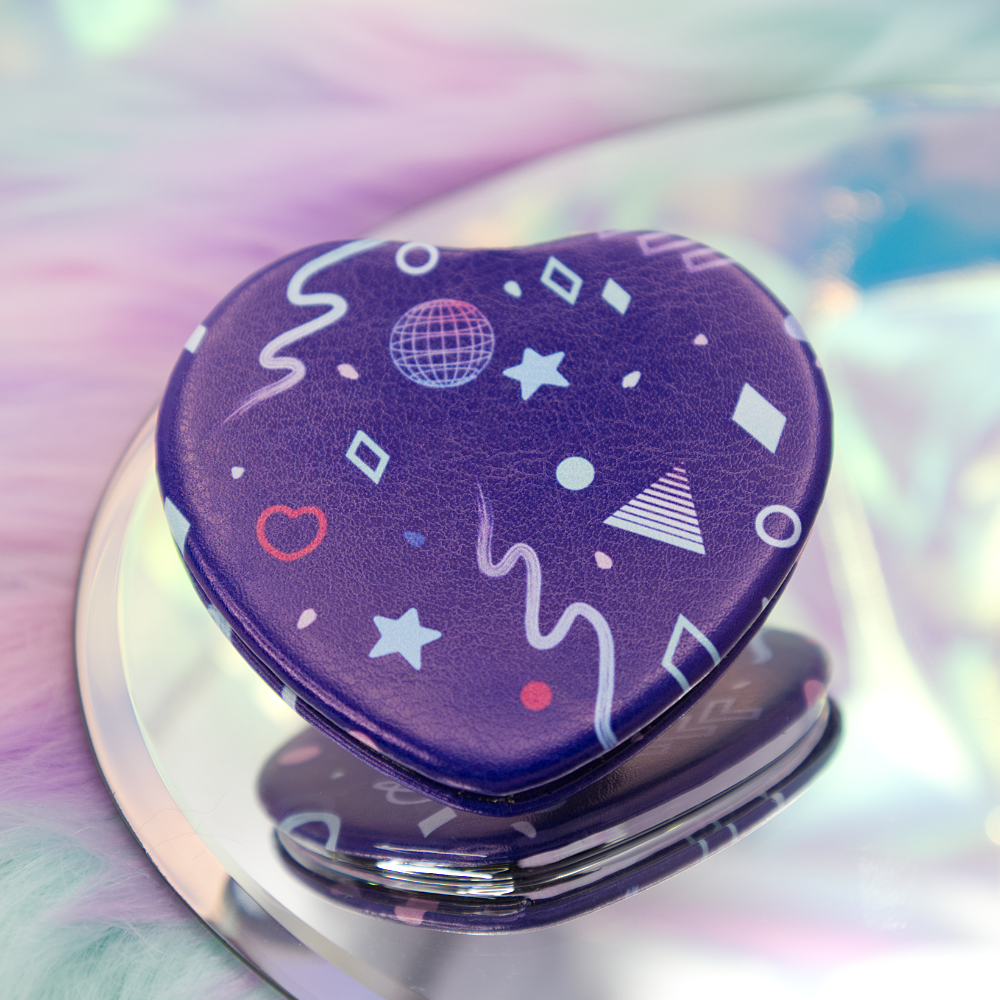 Vapor Party Heart-Shaped Compact Mirror
