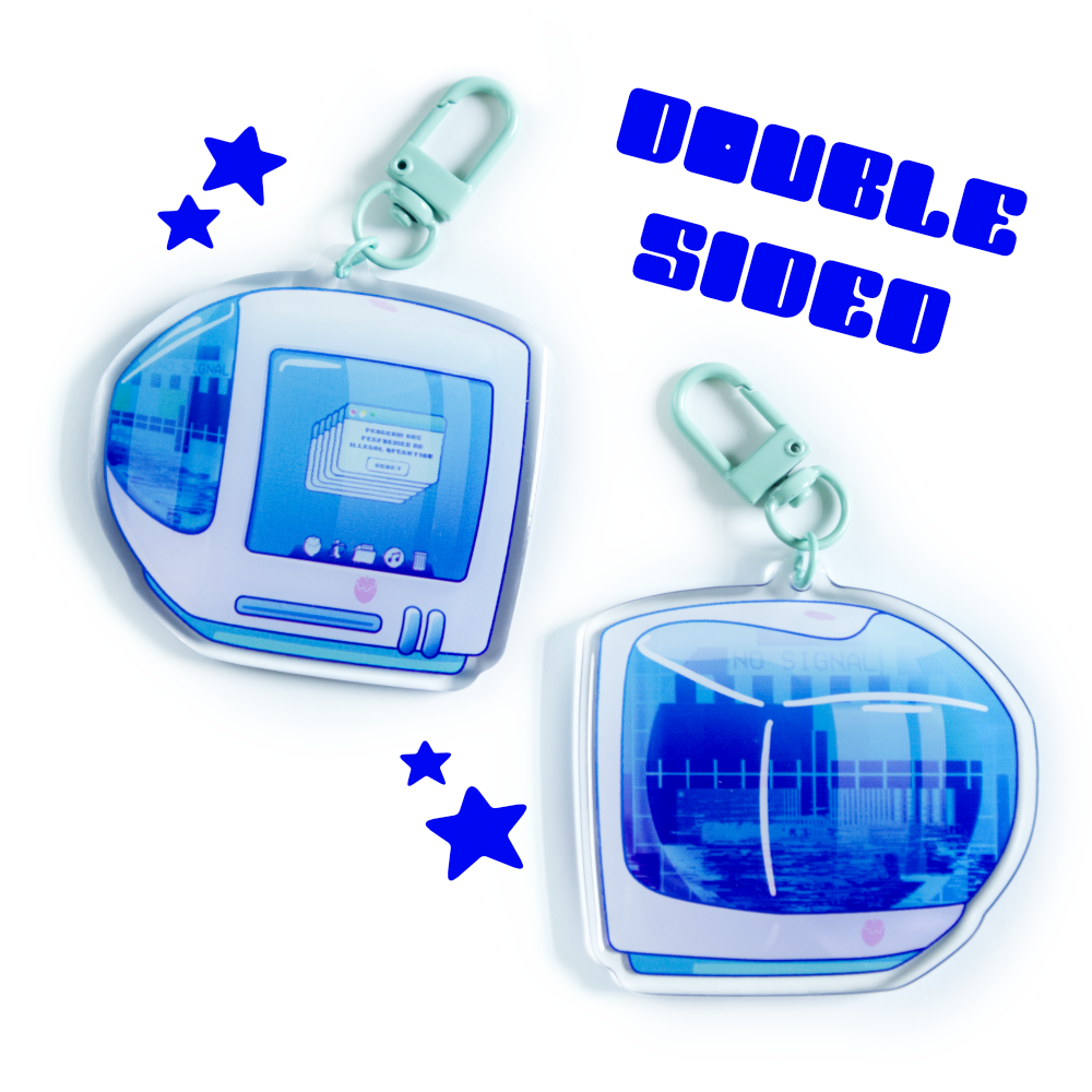 "Glitchy iBerry" Y2K Computer-Inspired Acrylic Keychain