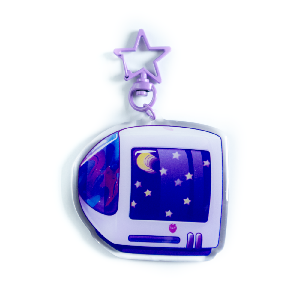 "Celestial iBerry" Y2K Computer-Inspired Acrylic Keychain